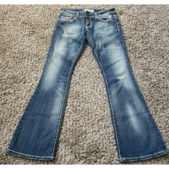 Vigoss Jeans The Dublin Boot 3/4 27x31 Low Rise Thick Stitch Distressed - Picture 7 of 12